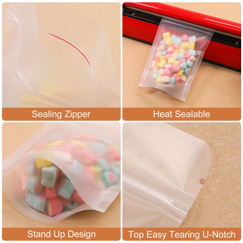 SumDirect 50Pcs 6x8.6inches Matte Frosted (Not Clear) Zipper Resealable Stand Up Drink Bags,Snack Food Tea Packing Drinking Pouches - 6x8.6inches - Image 3